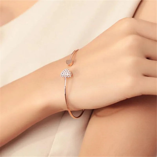 Double Heart Bow Opening Bracelet