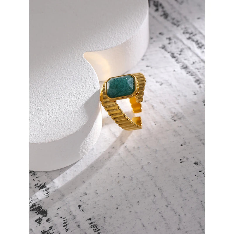 Golden Opening Apatite Ring