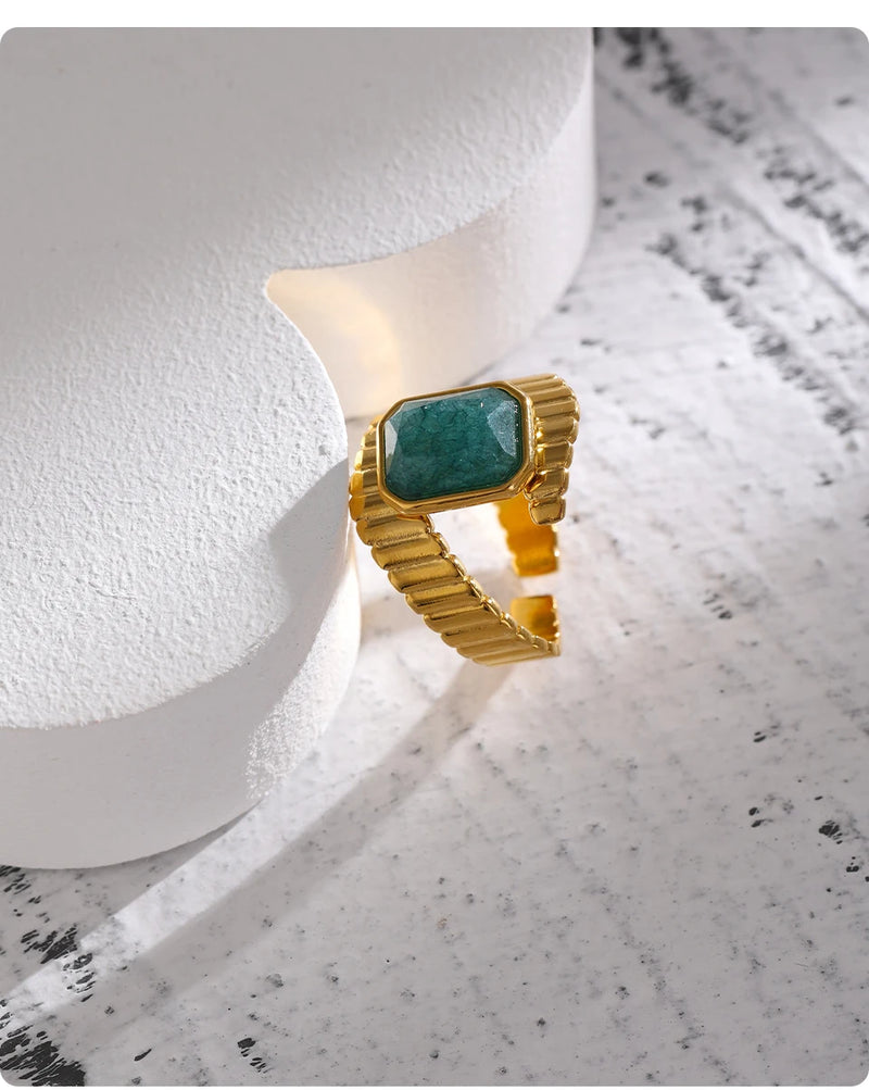 Golden Opening Apatite Ring