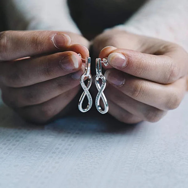 Romantic Love Eternal Infinity Earrings 925 Sterling Silver