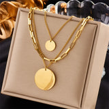 Hip Hop PunkVintage Multilayer Coin Pendant Necklace Double Layer