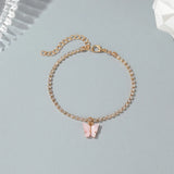 Rhinestone Butterfly Pendant Anklet