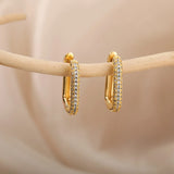 Square Circle Hoop Earrings