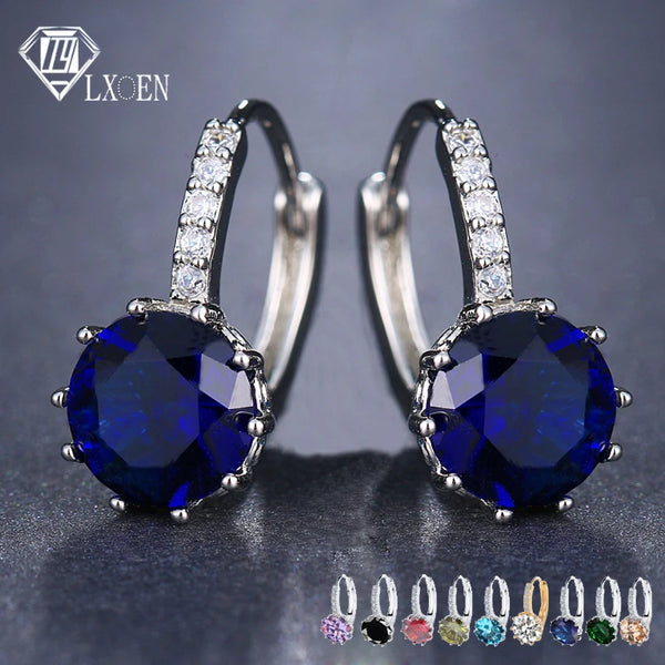 LXOEN Fashion 10 Colors CZ Hoop Earrings