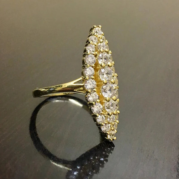 Hyperbole Marquise Shaped Gold Color Rings