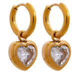 Heart Drop Zirconia Hoop Earrings