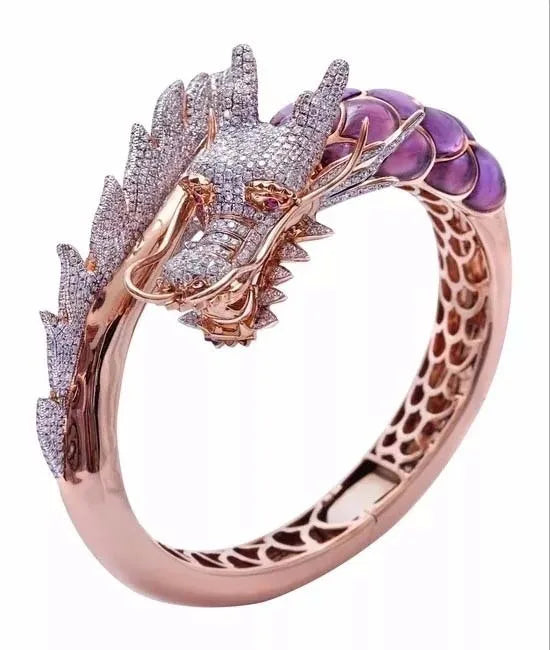 Dragon Rings Rose Gold Colors White Stone