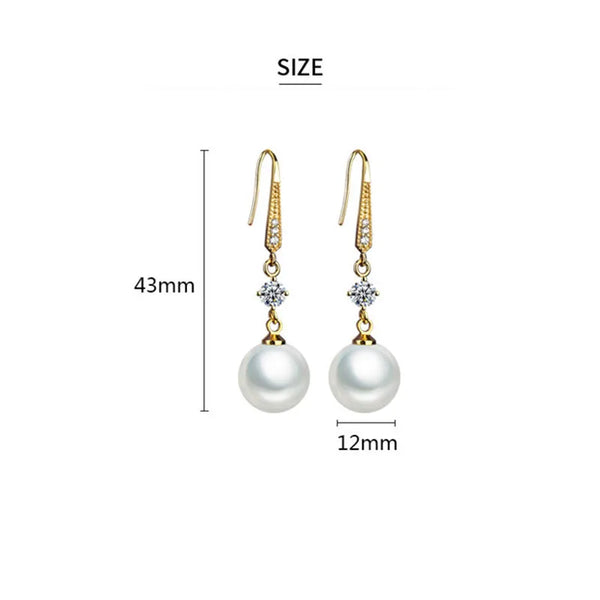 silver gold freshwater pearl pendant earrings