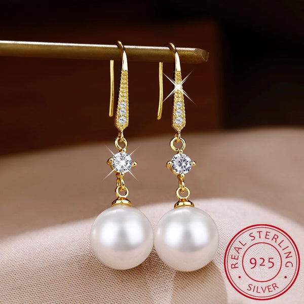 silver gold freshwater pearl pendant earrings