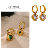 Heart Drop Zirconia Hoop Earrings