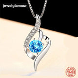 Blue Crystal Necklace Chain 925 Silver