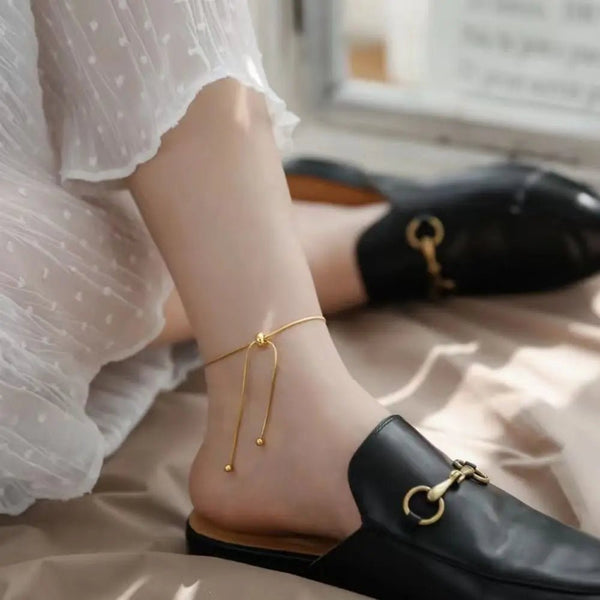 "Adjustable Pull - Out Chain Anklet for Women | Trendy Gold and Stainless Steel Anklet" - JEWELGLAMOUR LTD