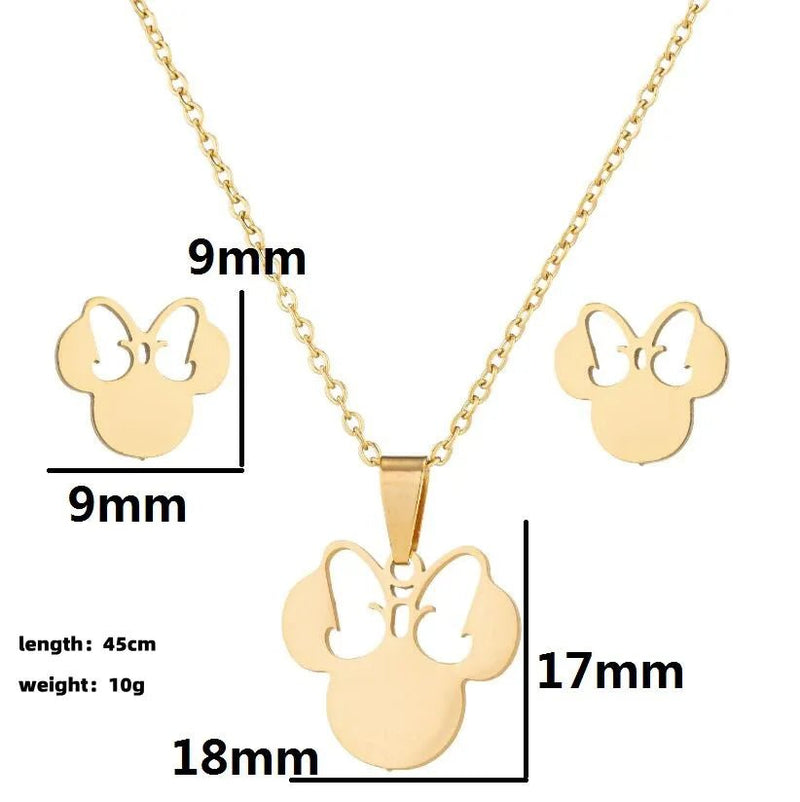 Adorable Anime Bow Mouse Jewelry Set - JEWELGLAMOUR LTD