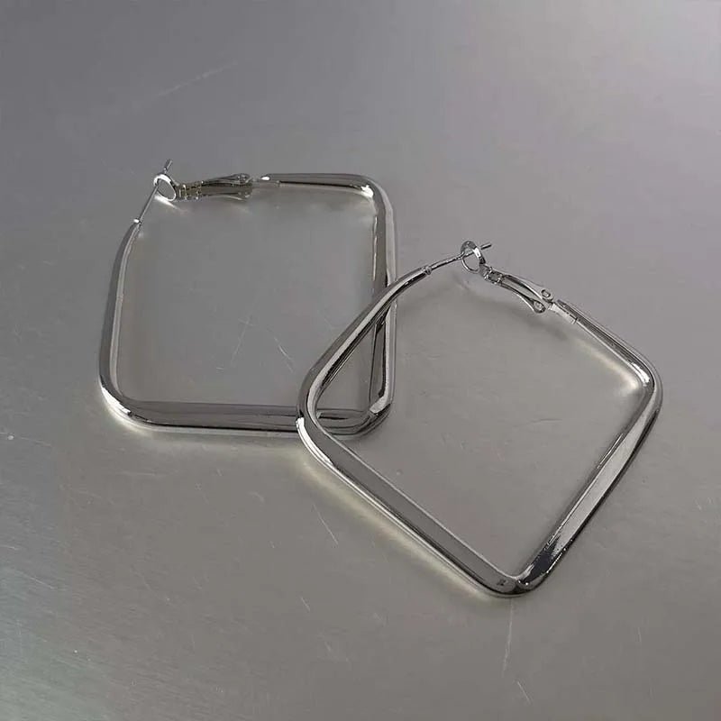 Big Square Hoop Earrings - JEWELGLAMOUR LTD