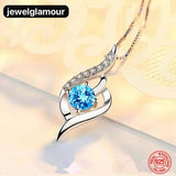 Blue Crystal Pendant Necklace - JEWELGLAMOUR LTD