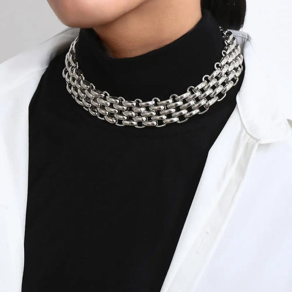 Chunky Chain Choker Necklace - JEWELGLAMOUR LTD