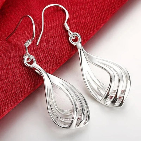 Dangle Earrings Twist Water Drop - JEWELGLAMOUR LTD