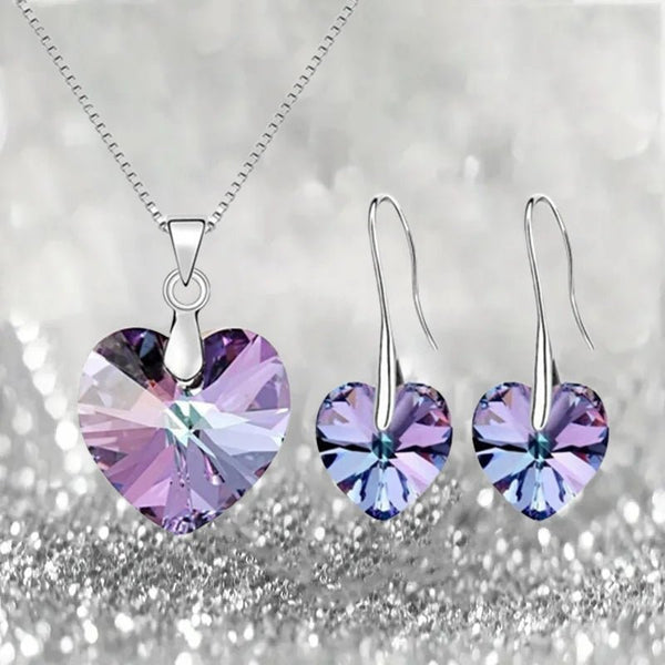 European Fashion Purple Zircon Heart - JEWELGLAMOUR LTD