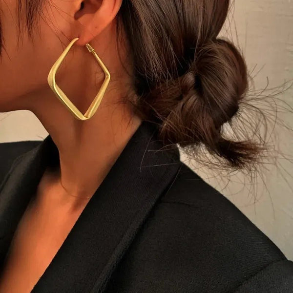 "Gold Square Hoop Earrings | Minimalist Geometric Earrings for Women" - JEWELGLAMOUR LTD